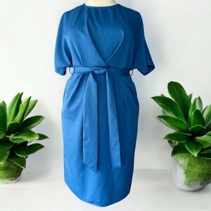 NWT!Elegant Blue waist tie pocket dress Size 14-16 or 1X